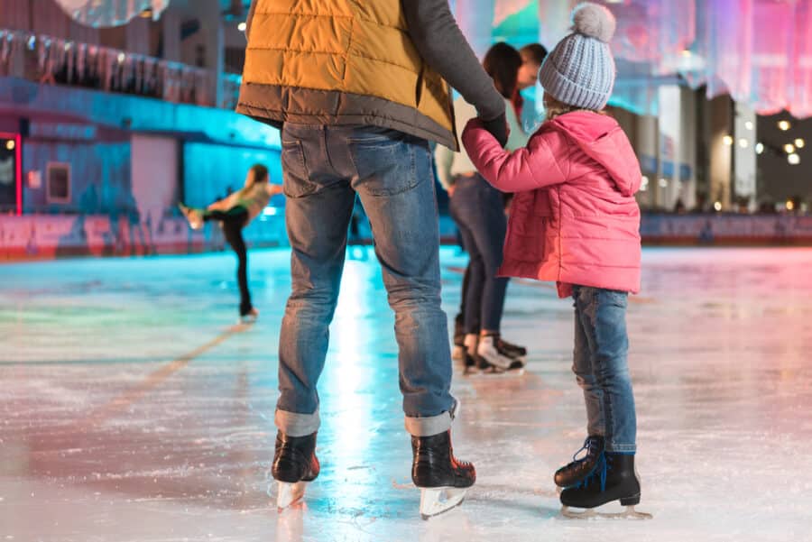 Ice skating in winter